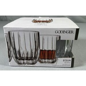 Godinger Equa Crystal Old Fashioned Glasses Set 4 10oz Barware Clear Whiskey